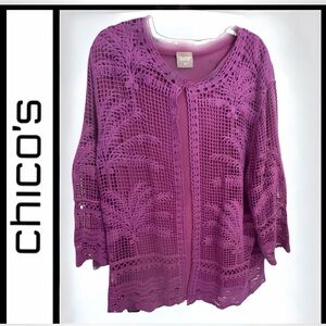 Chico’s 2 Piece Set Magenta Cardigan & Matching Knit Top NWT Size 4 (XXL)